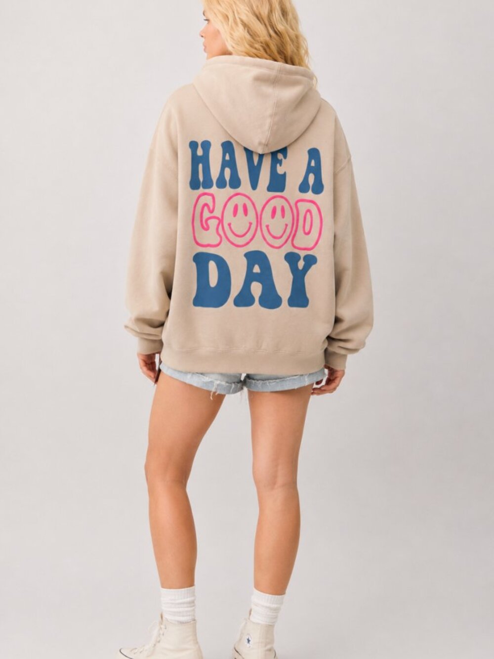 VINTAGE BRAND HAVE A GOOD DAY OVERSIZED ZIP HOODIE - Picture 4 of 8